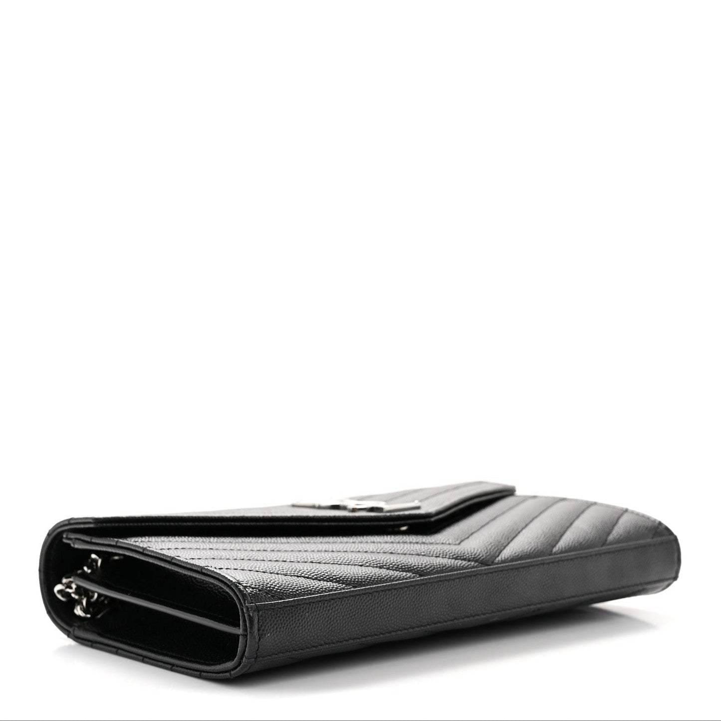 Grain De Poudre Matelasse Chevron Monogram Chain Wallet Black