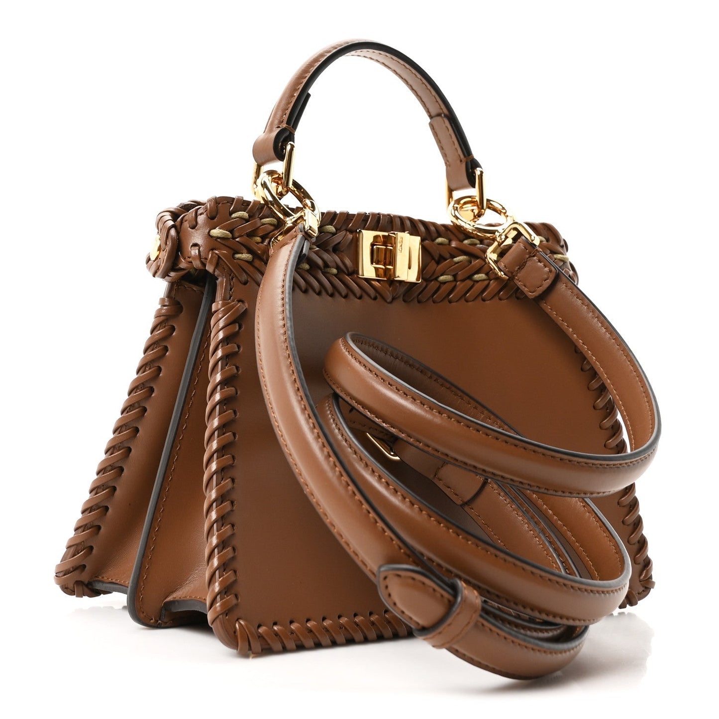 Vitello King Shiny Nappa Intreccio Petite Peekaboo I SEE U Satchel Gianduia