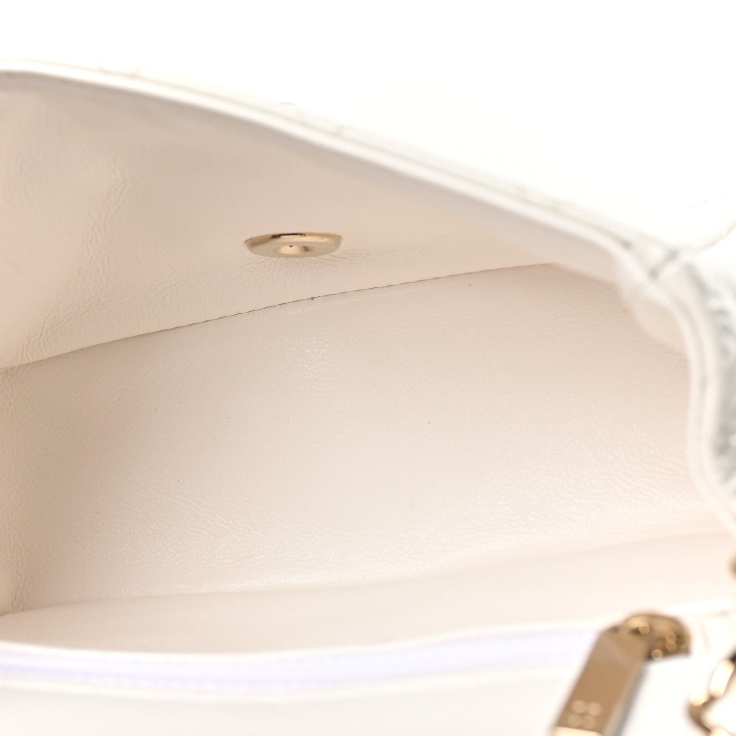 Patent Quilted Mini Square Flap White