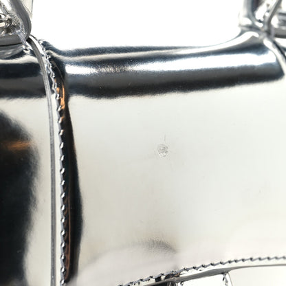 Metallic Calfskin Hourglass Top Handle Bag XS Silver