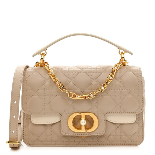 Lambskin Cannage Small Jolie Top Handle Bag Powder Beige Latte