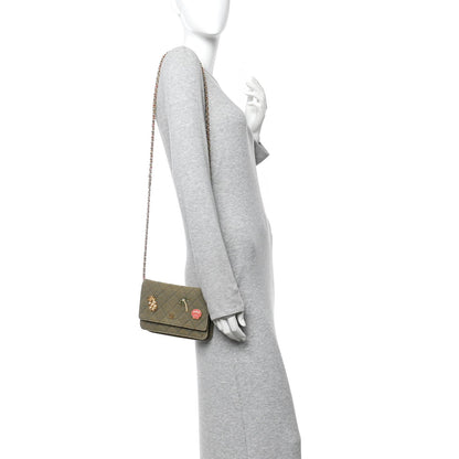 Canvas Quilted Coco Cuba Charms Wallet on Chain WOC Khaki