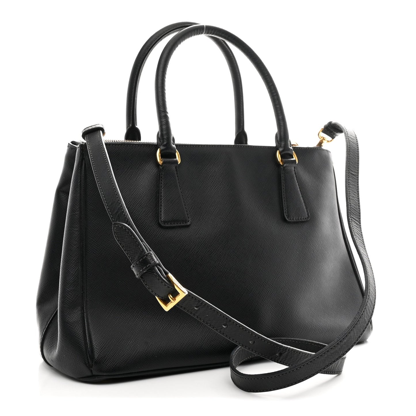 Saffiano Medium Galleria Double Zip Tote Black