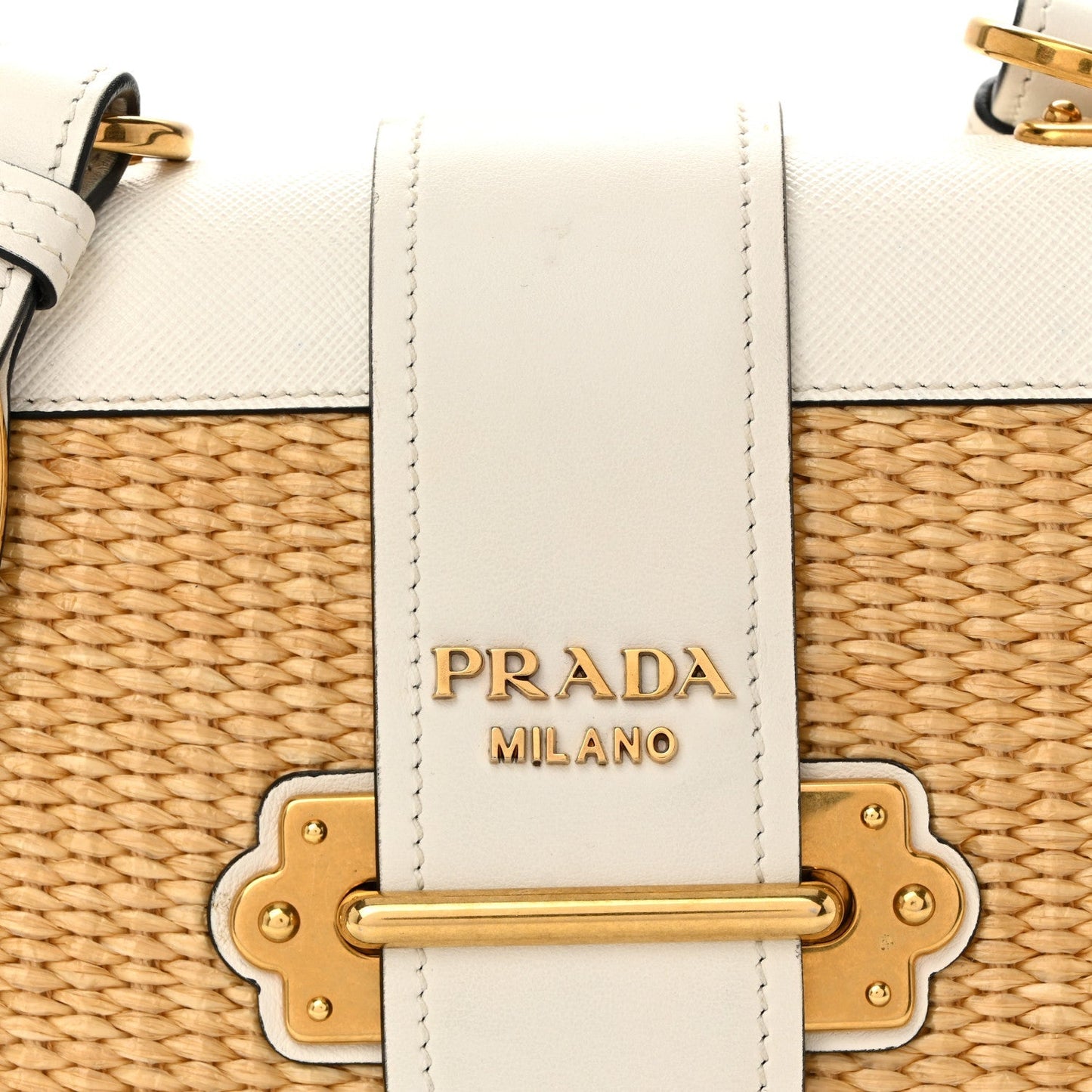 City Calf Raffia Saffiano Cahier Bag Naturale White