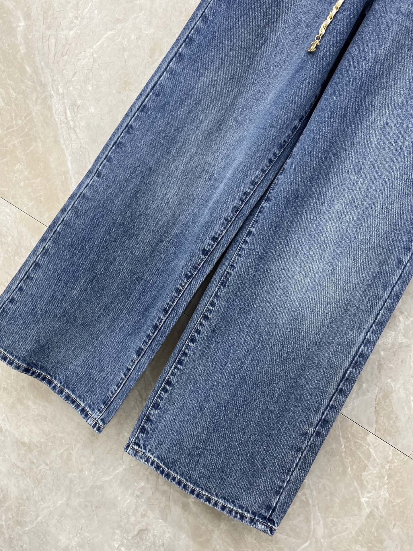 CC Straight-leg Jeans Wash Blue Denim Fabric 351241