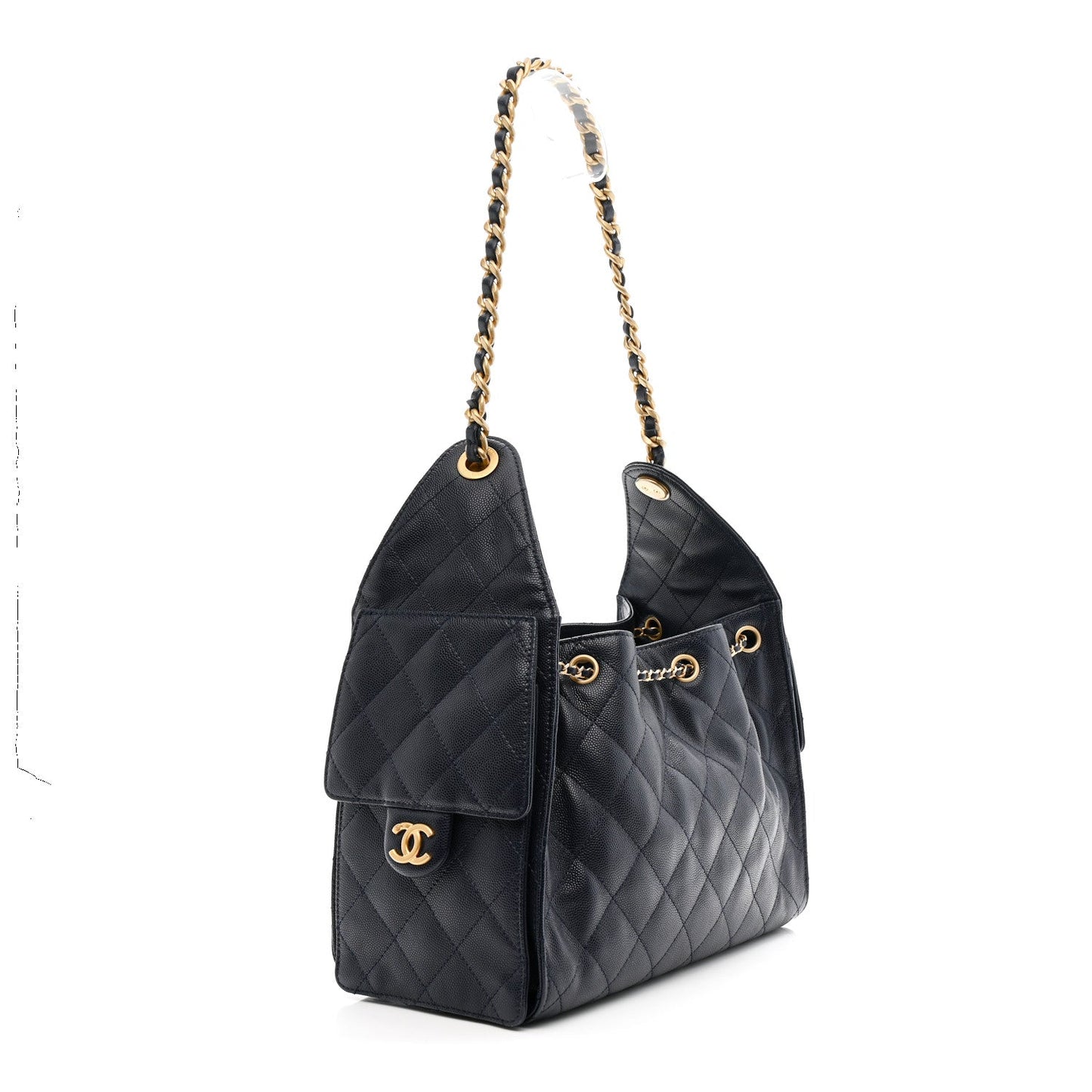 Caviar Quilted Small Chanel 25 Handbag Dark Navy