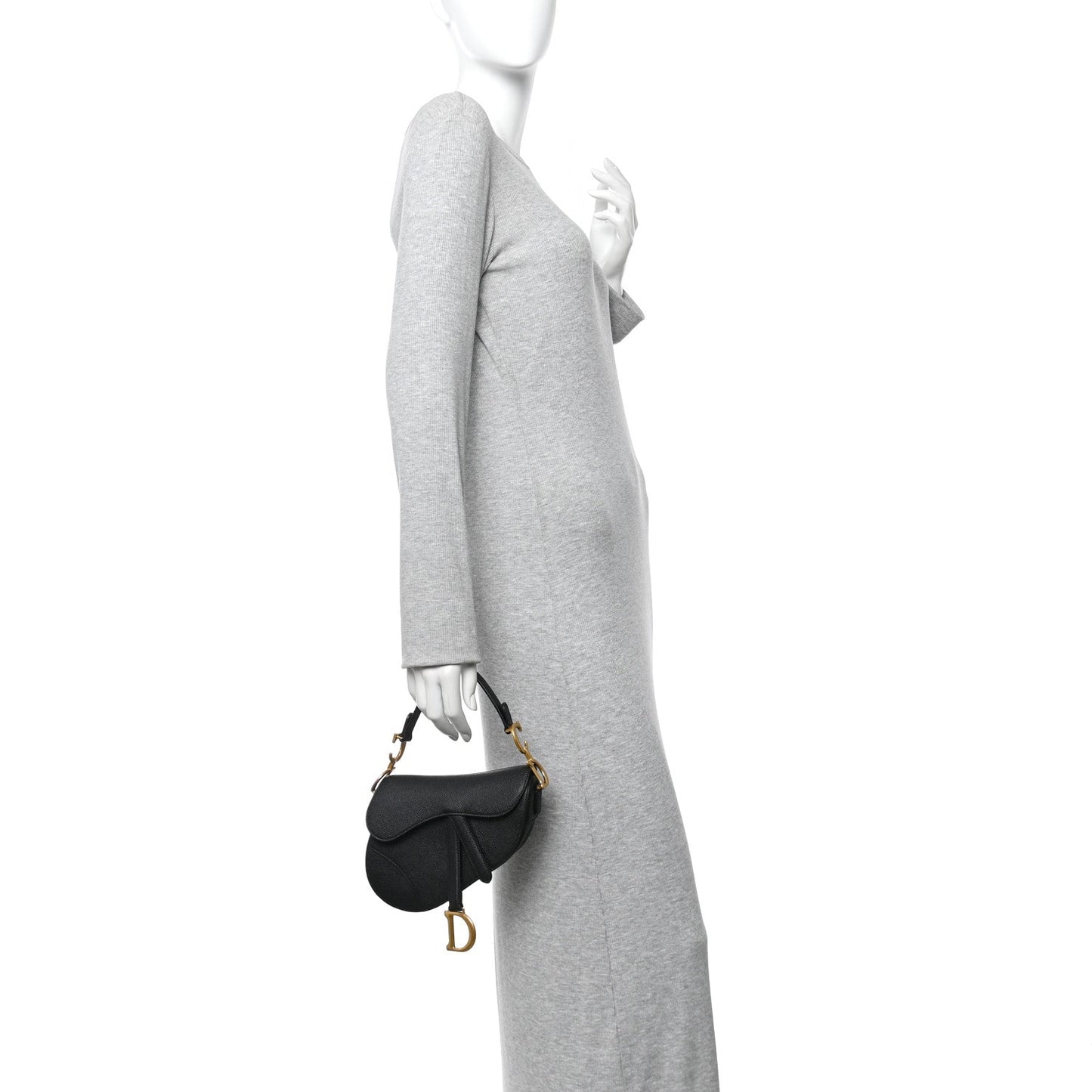 Grained Calfskin Mini Saddle Bag Black