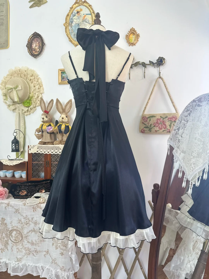 Vintage Halter Satin Tulle Layered Short Graduation Homecoming Dress Birthday Outfits Y9757