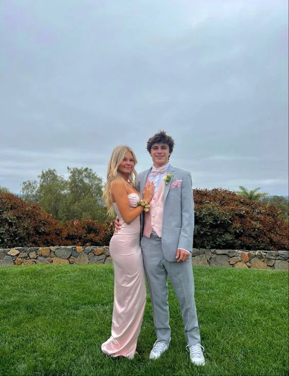 Elegant Pink Long Prom Dresses Formal Graduation Dress