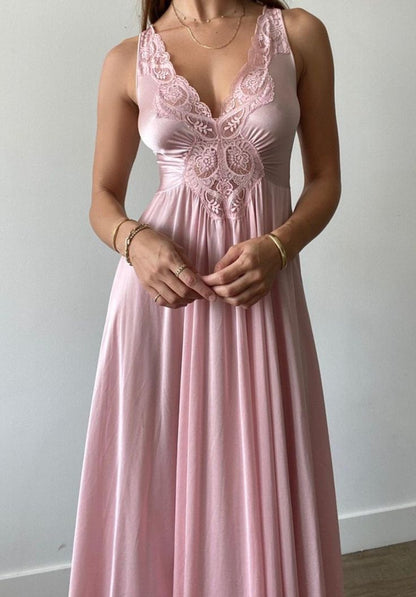 Pink A line Prom Dress Lace Evening Dress Formal Prom Gown