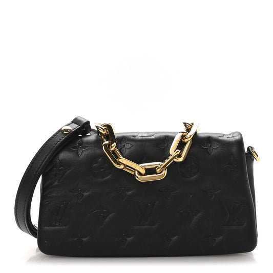Lambskin Embossed Monogram Pochette Coussin Crossbody Black
