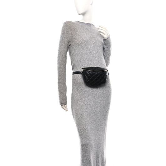 Calfskin Quilted Waist Belt Bag Black