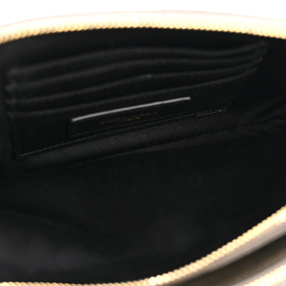 Grained Lambskin Quilted Mini Becky Double Zip Bag Taupe