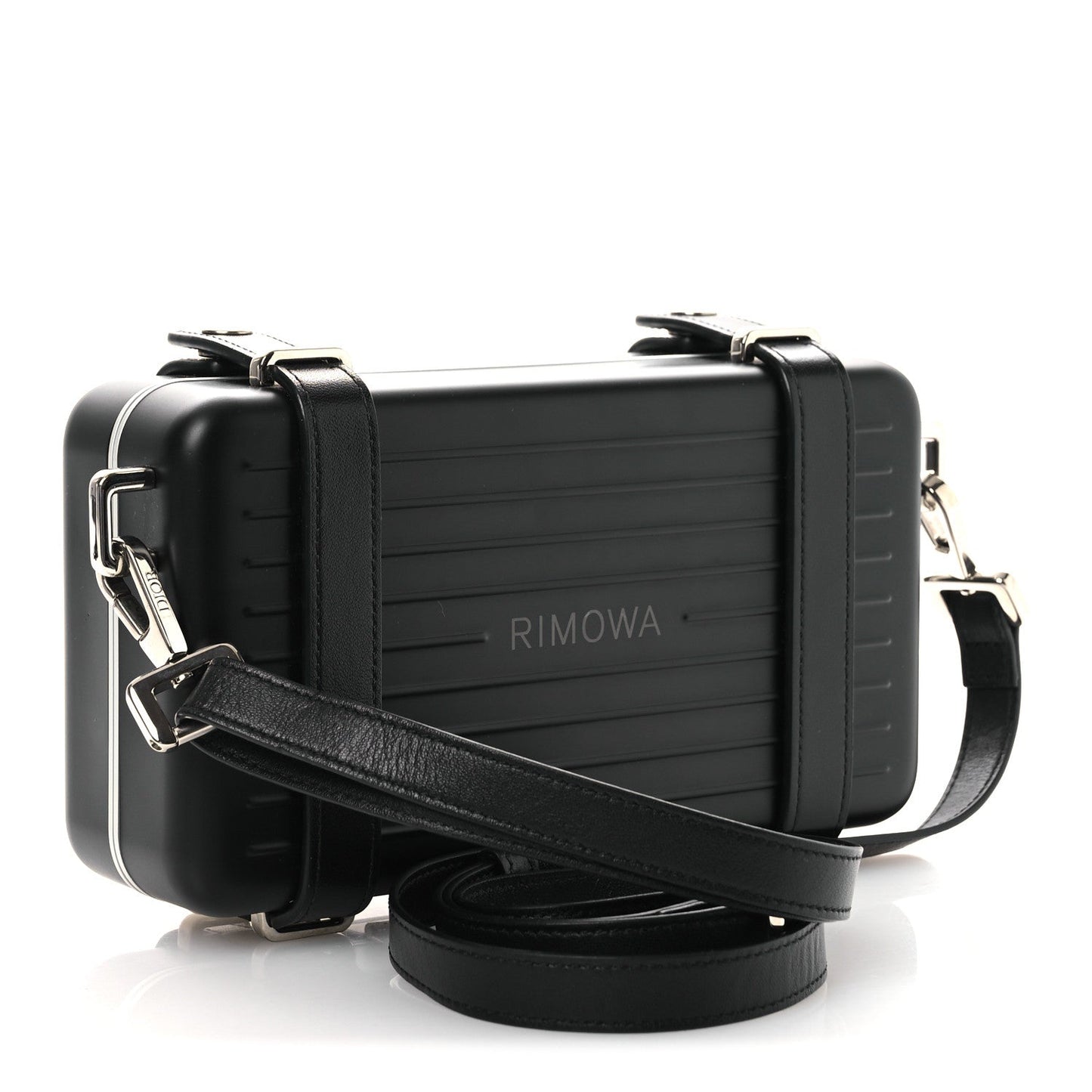 X RIMOWA Aluminum Personal Clutch On Strap Black