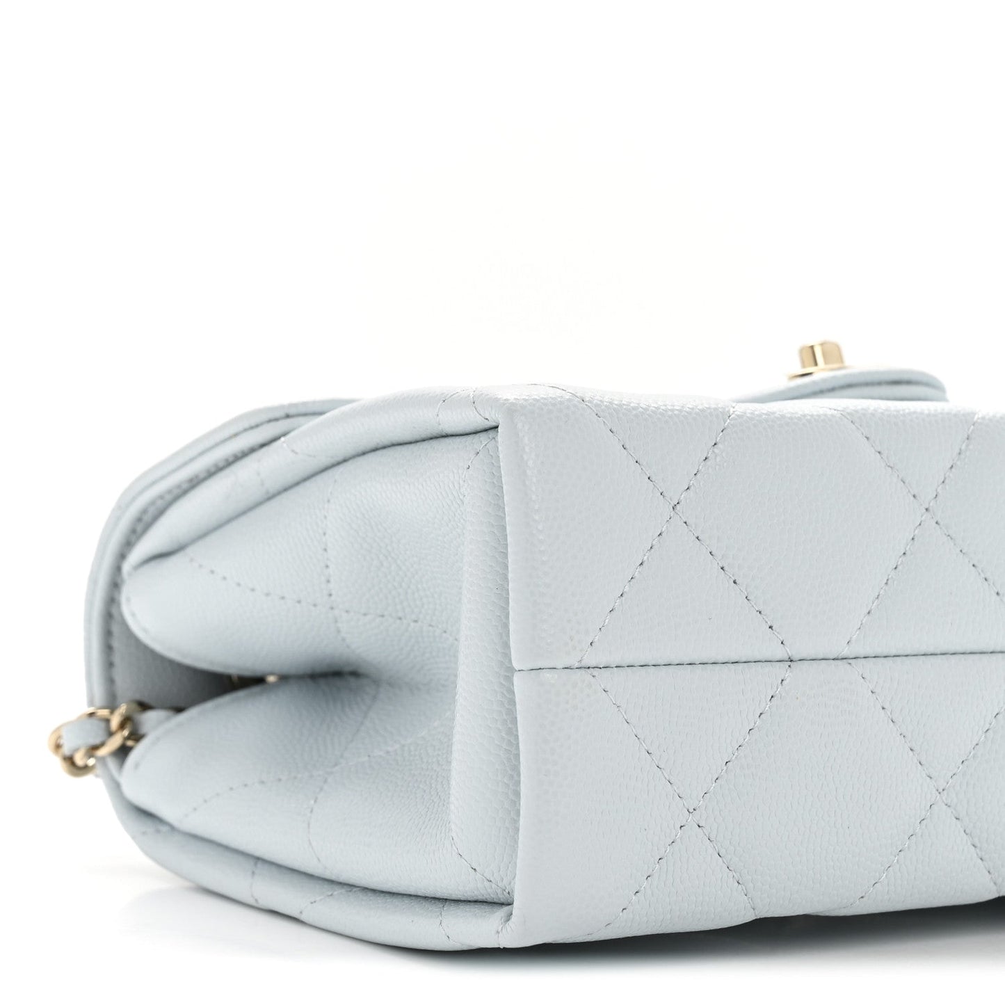 Caviar Quilted Mini Retro Twist Top Handle Flap Light Blue