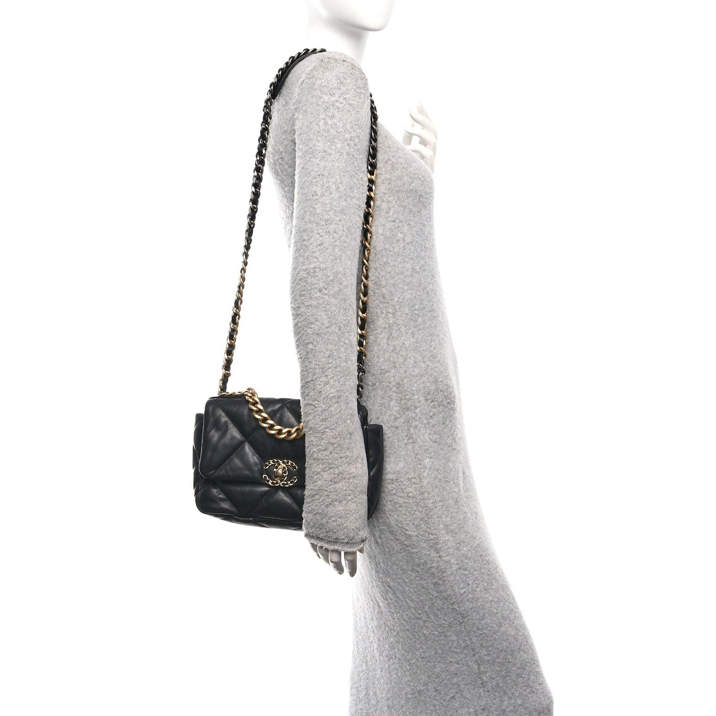 Goatskin Quilted Medium Chanel 19 Flap Black