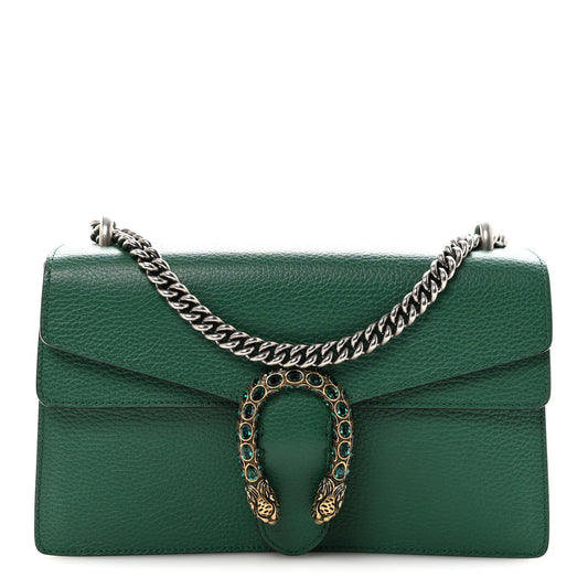 Pebbled Calfskin Small Dionysus Shoulder Bag Emerald