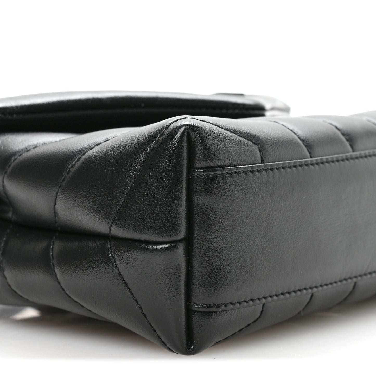 Calfskin Y Quilted Monogram Monochrome Toy Loulou Crossbody Bag Black