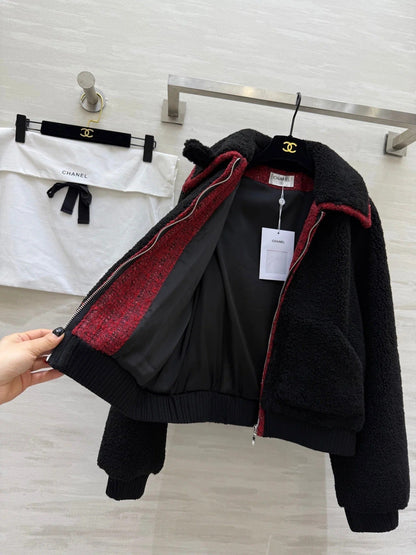 CHANEL 25S SHEARLING COLLAR JACKET 474