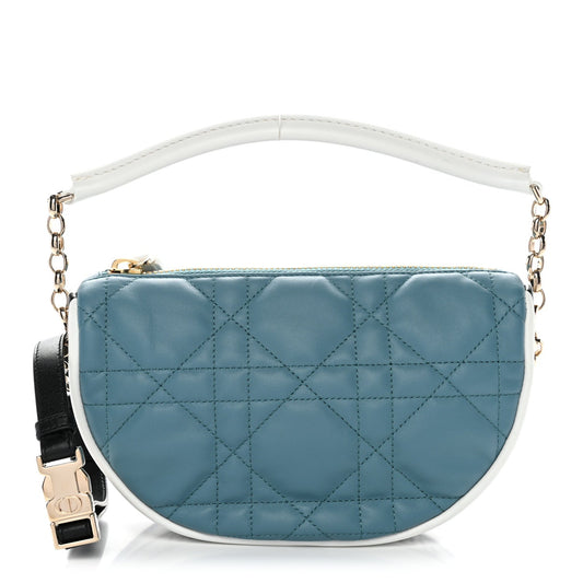 Lambskin Cannage Small Dior Vibe Hobo Bag Cloud Blue