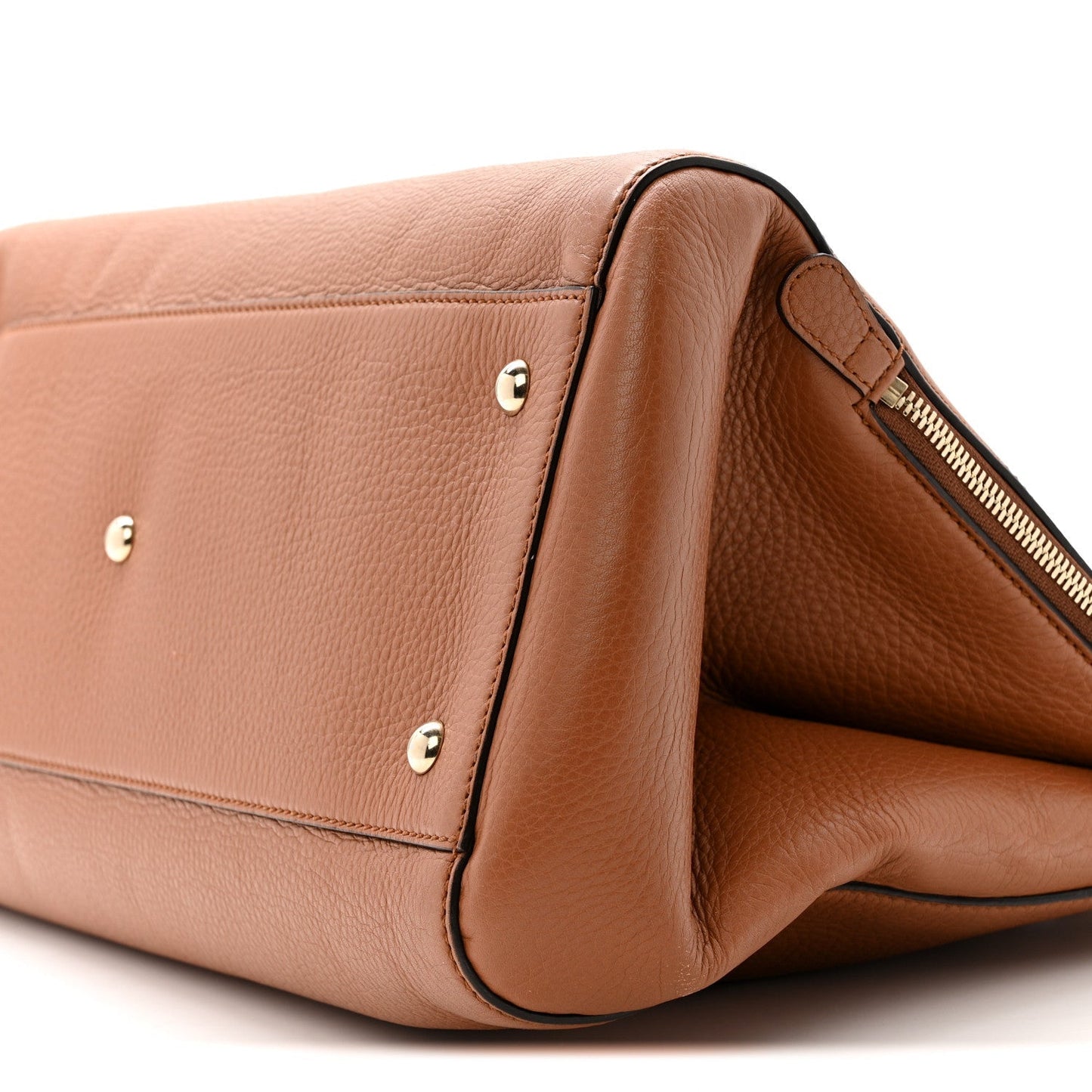 Calfskin Large Label Tote Brown