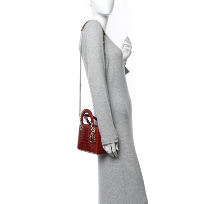 Alligator Mini Lady Dior Red