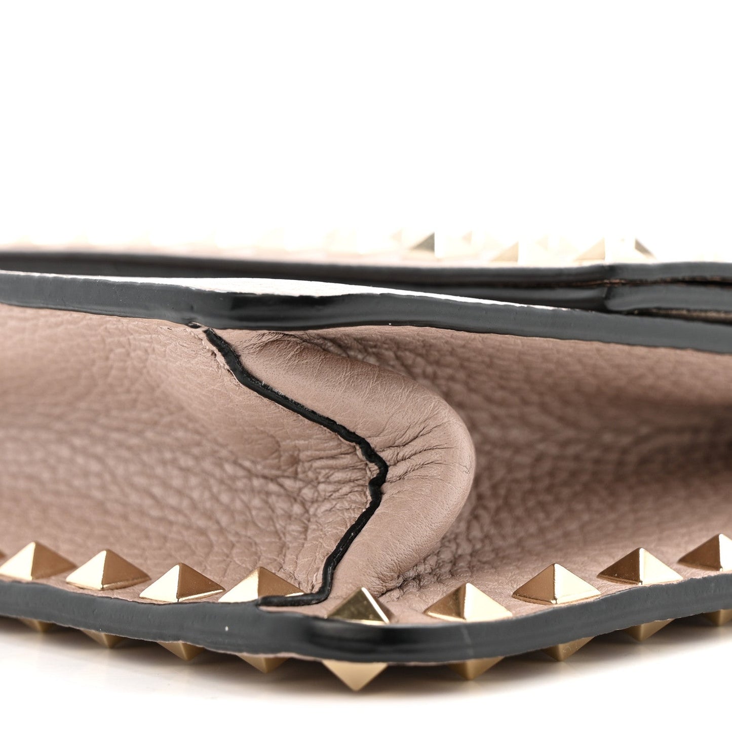 Grained Calfskin Small Rockstud Flap Crossbody Bag Poudre