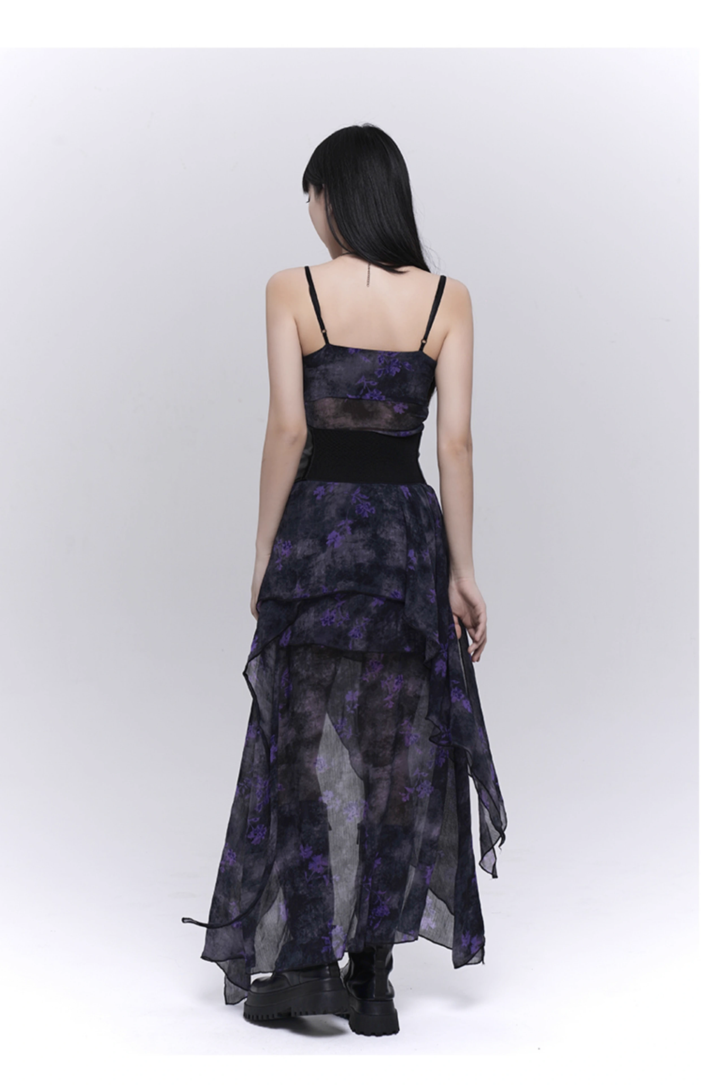 Fashion Design Sense Long Black Spaghetti Strap Dress TP2921