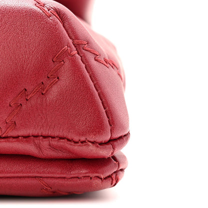 Calfskin Quilted Double Stitch Hamptons Clutch with Chain Red