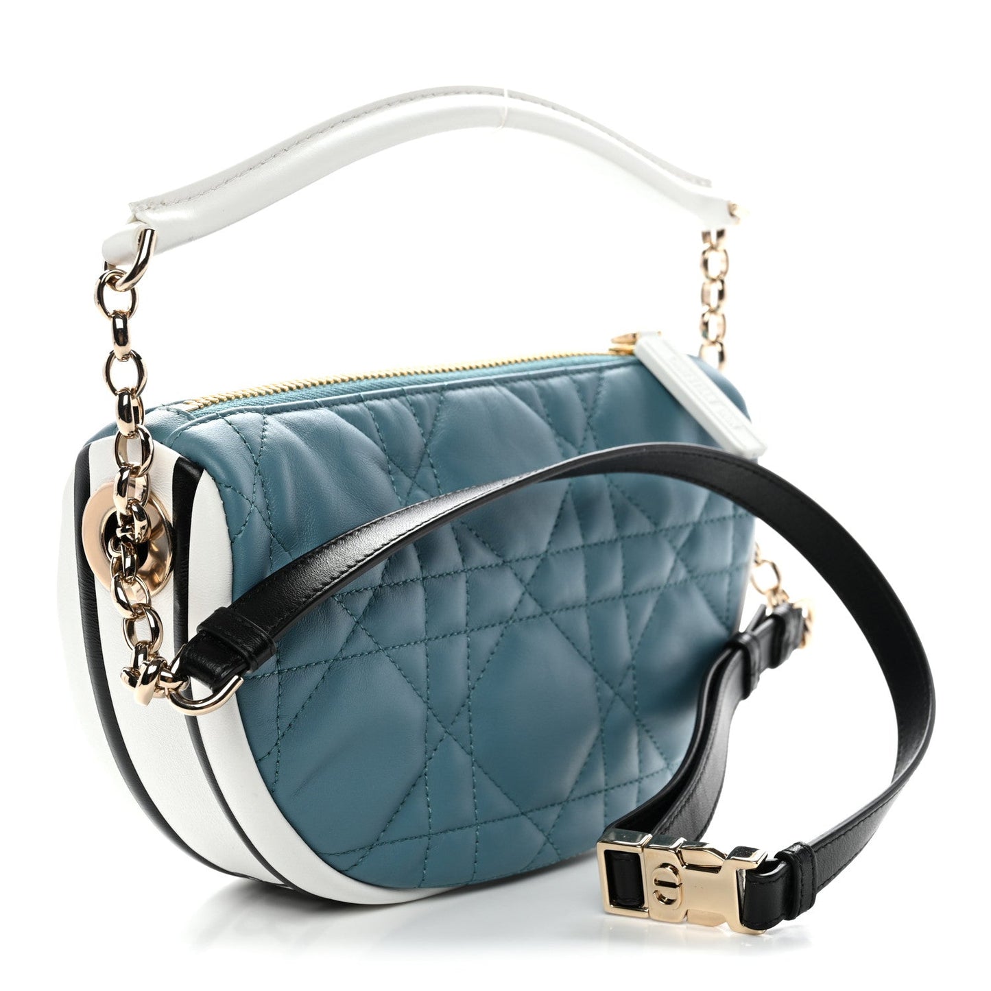 Lambskin Cannage Small Dior Vibe Hobo Bag Cloud Blue