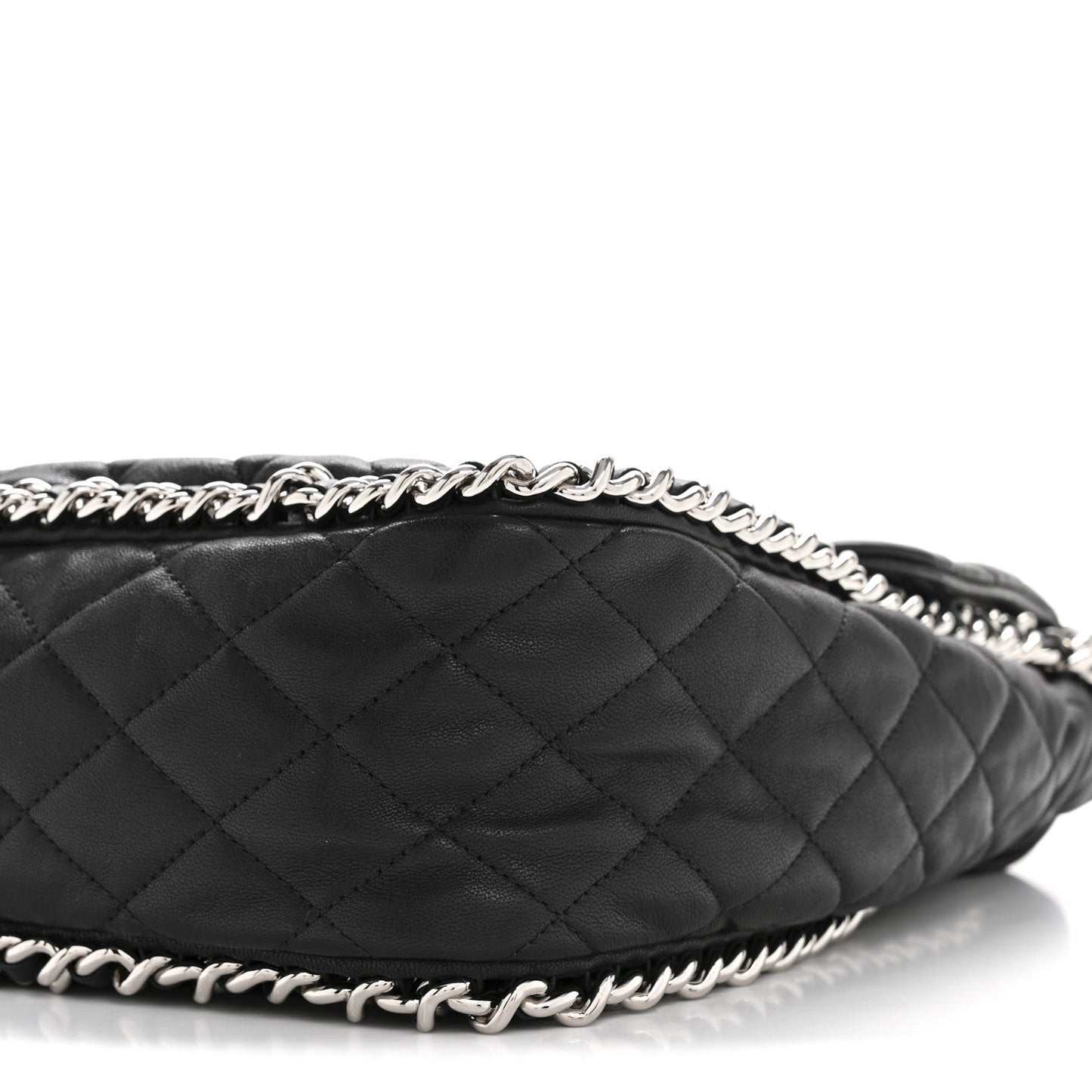 Washed Lambskin Quilted Maxi Chain Around Flap Black