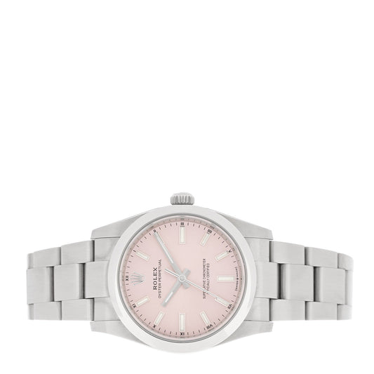 Stainless Steel 34mm Oyster Perpetual Watch Pink 124200