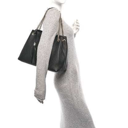 Pebbled Calfskin Medium Soho Chain Shoulder Bag Black