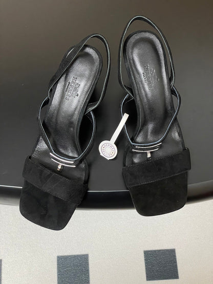 HM Glamour Slingback Black Sheepskin 314033