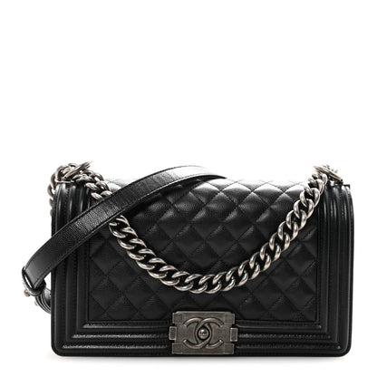 Caviar Quilted Medium Boy Flap Black