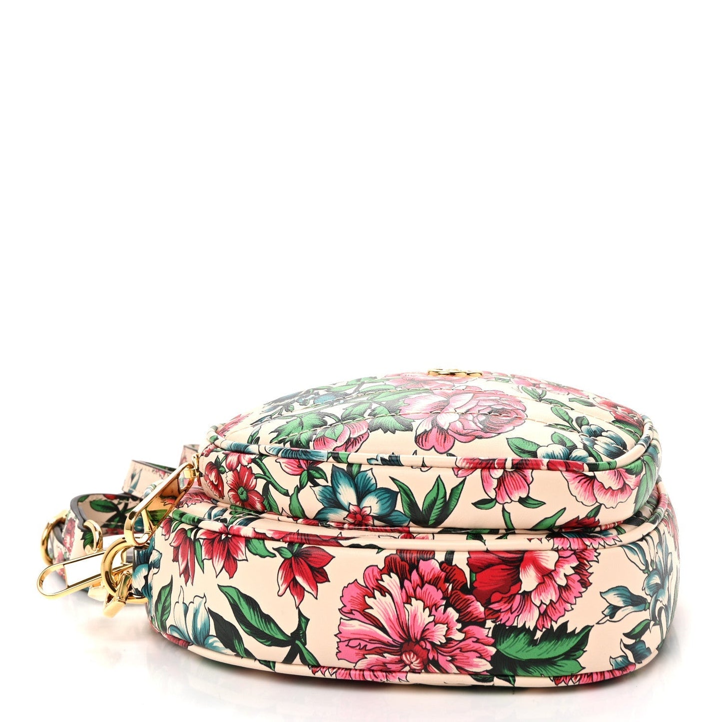 Matelasse Diagonal Brit Roses Print Mini Interlocking G Heart Shoulder Bag Multicolor