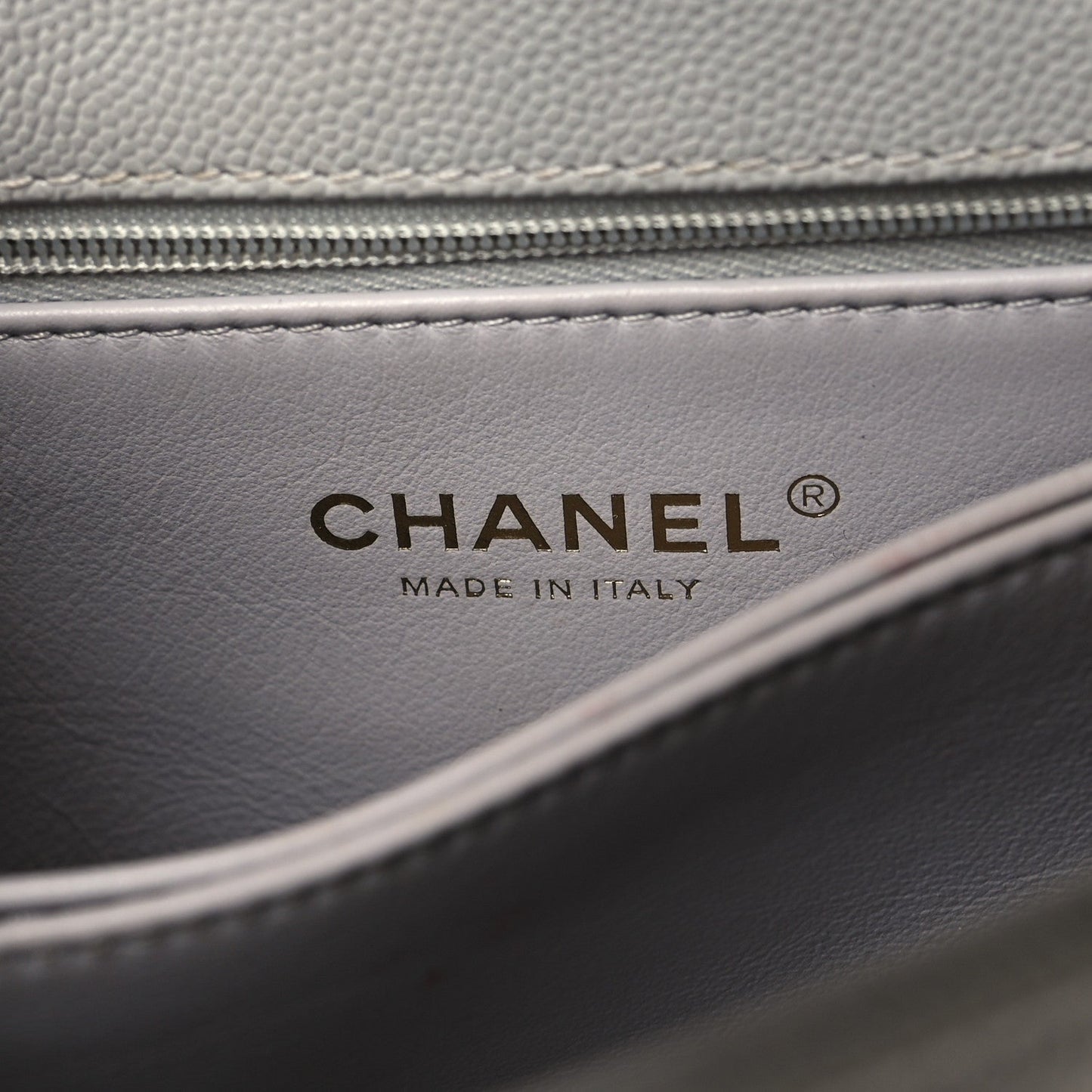 Caviar Quilted Mini Coco Handle Flap Light Grey
