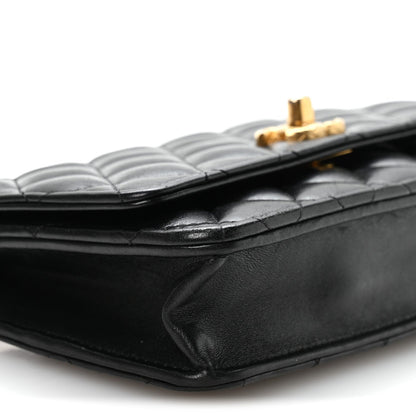 Lambskin Quilted Pillow Crush Wallet On Chain WOC Black