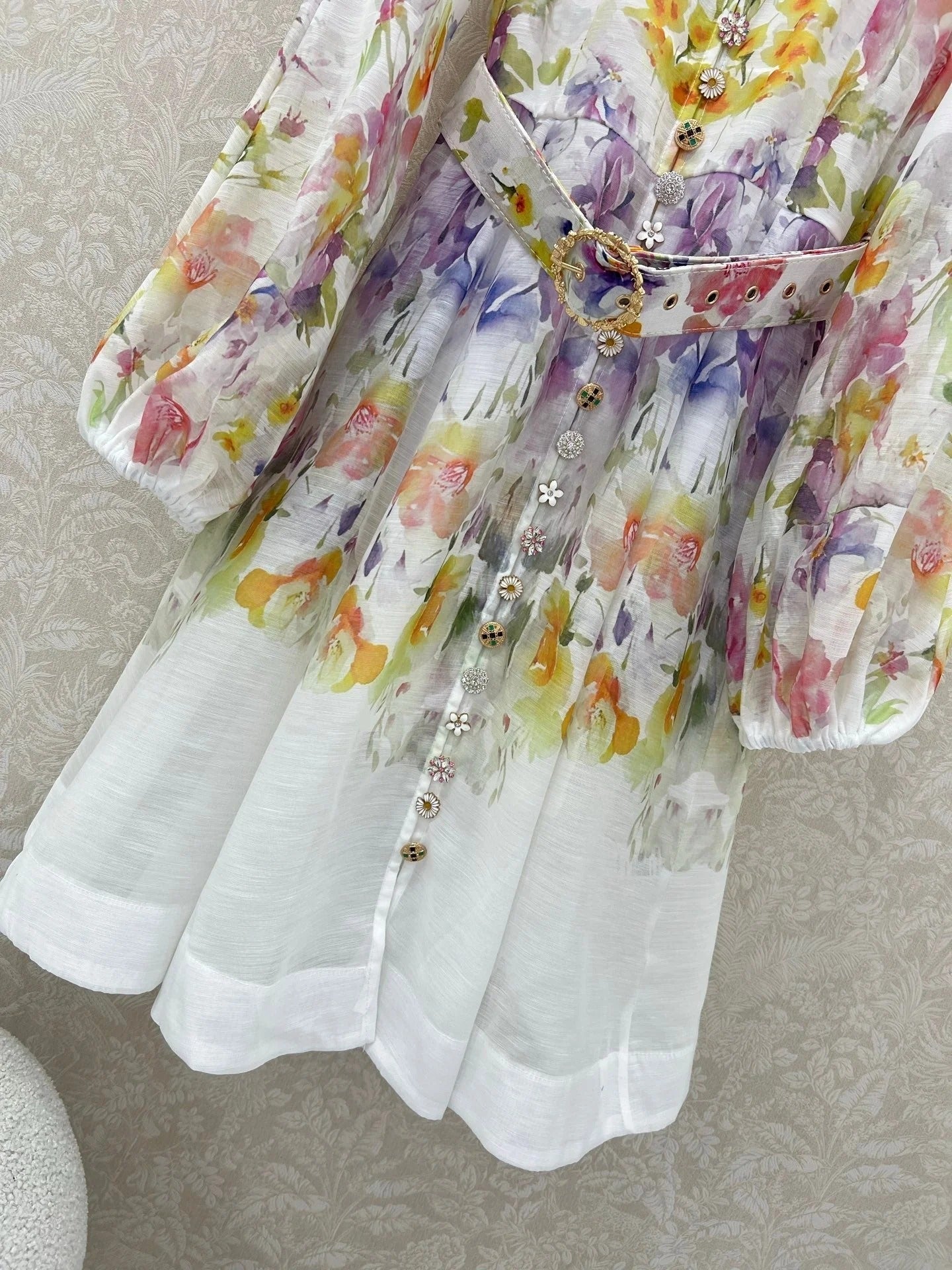 ZIMMERMANN SHORT DRESS WITH A STAND COLLAR 275119