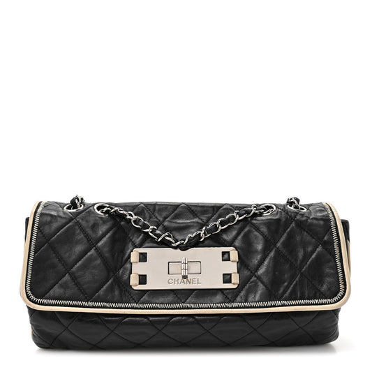 Lambskin East West Mademoiselle Flap Black