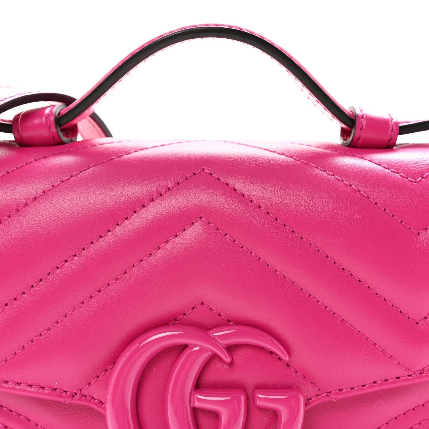Calfskin Matelasse Monochrome Mini GG Marmont Top Handle Shoulder Bag Classic Fuxia