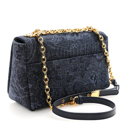 Denim Brocart Print Medium Caro Bag Blue