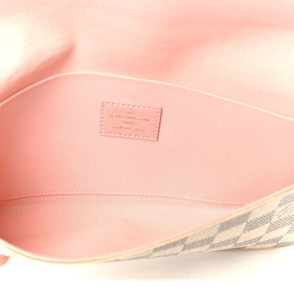 Damier Azur Pochette Felicie Chain Wallet Rose Ballerine