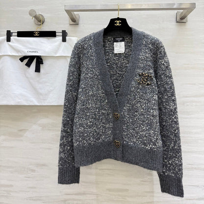 CC Cardigan Grey Wool Tweed 343312