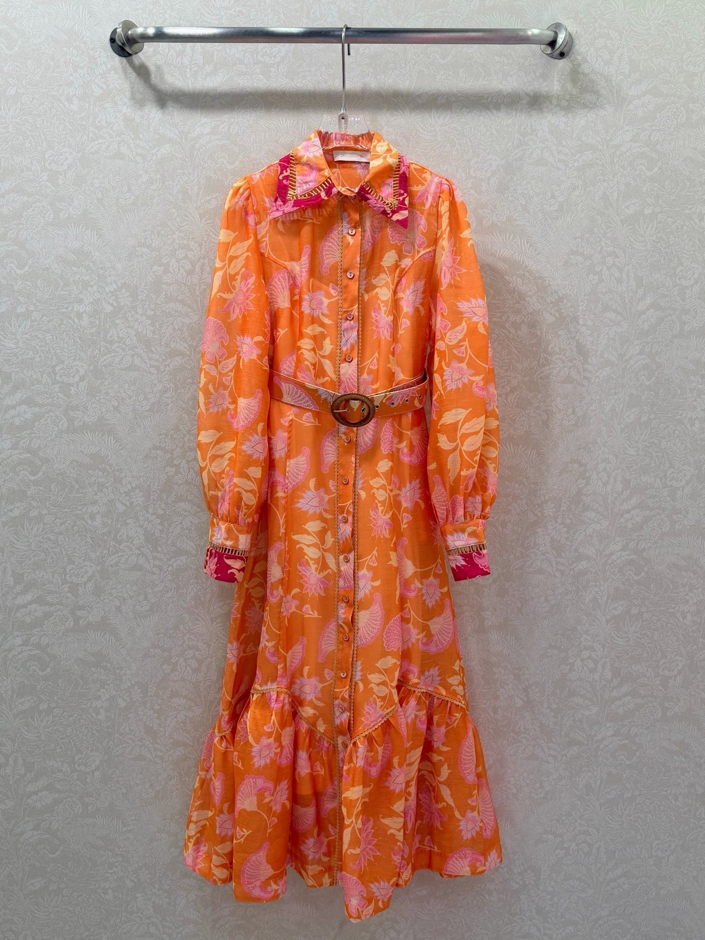 Zimmermann August Pledge Mini Dress Orange Cotton 339890