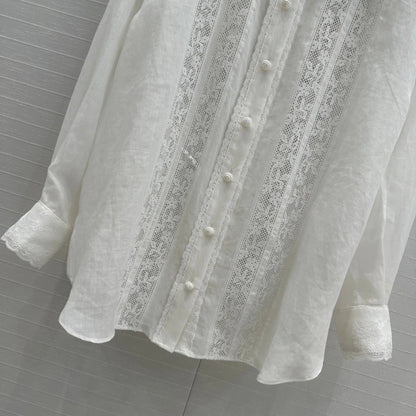 ZIMMERMANN LINEN SHIRT WITH LACE TRIM 276102