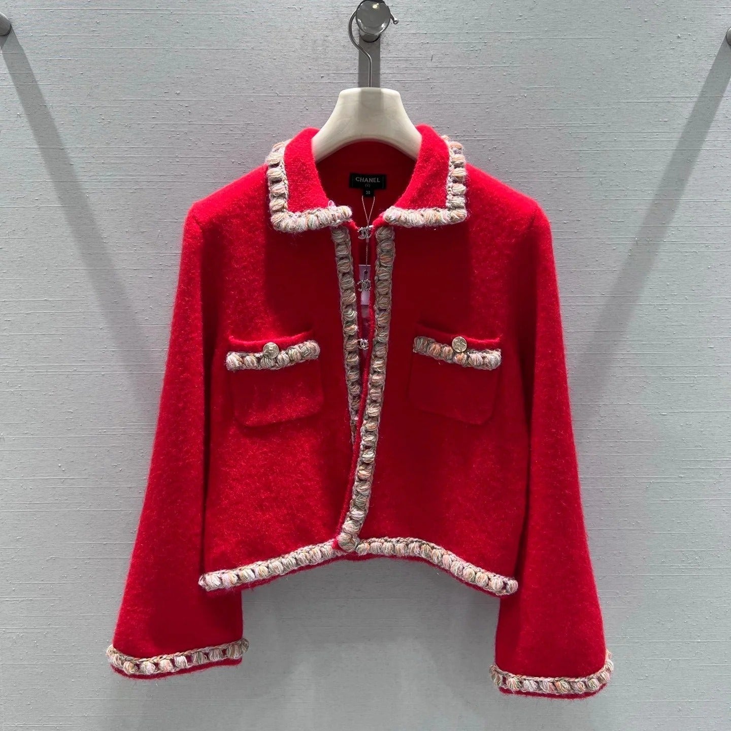 CC 26 Short Jacket Red White Wool 340296