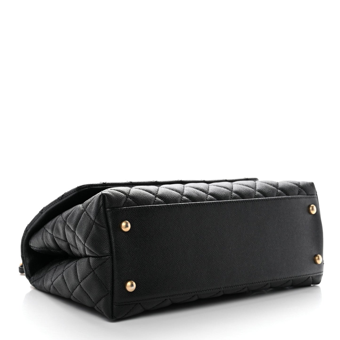 Caviar Lizard Quilted Small Coco Handle Flap Black