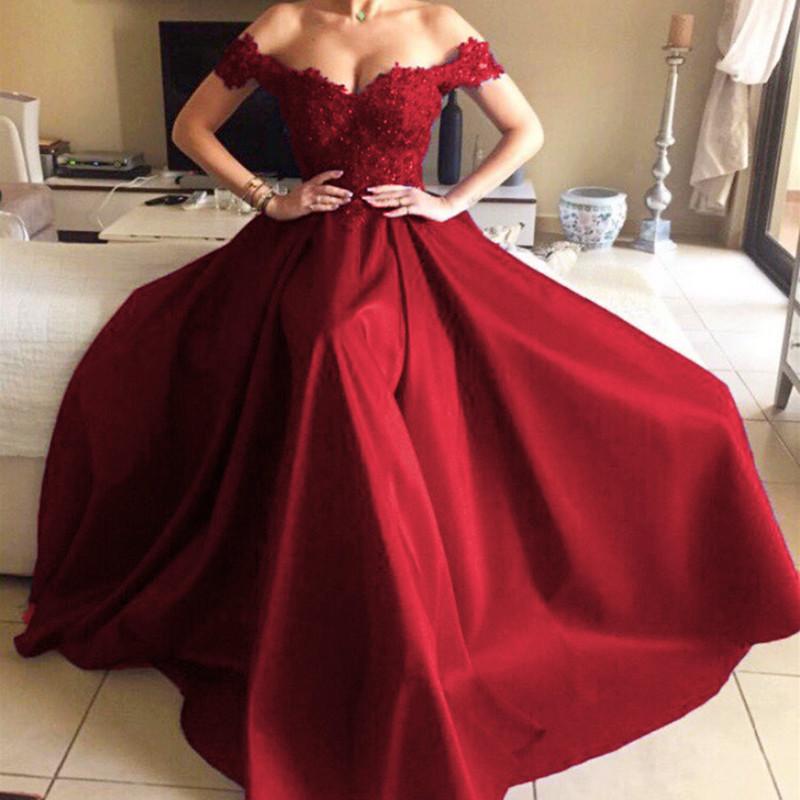 Lace Sweetheart Long Satin Mermaid Evening Dresses Off The Shoulder Prom Gowns