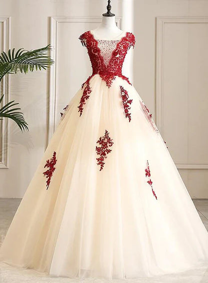 omberprom Gorgeous A-line Tulle Long Prom Dress Sweet 16 Dress with Lace Formal Gown Wholesale
